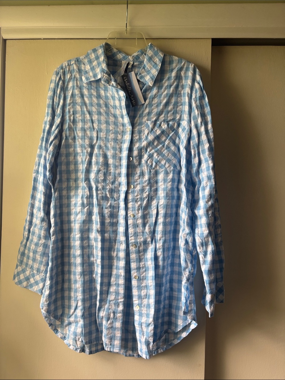 Isabella Rose Light Blue Gingham Button-Down Shirt